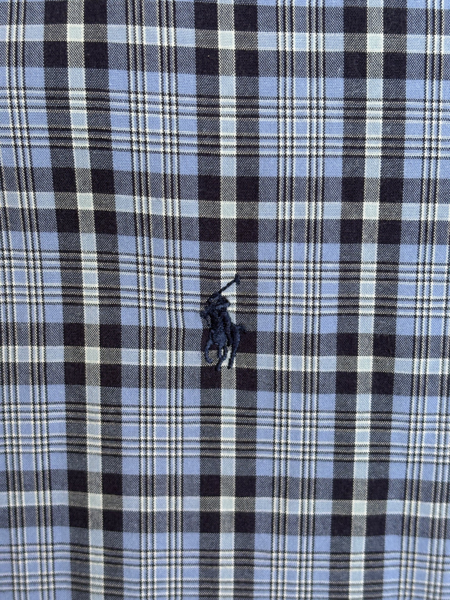 Ralph Lauren BLAKE Button-Down Shirt Large | Blue Black Plaid Cotton | Mens Classic Shirt