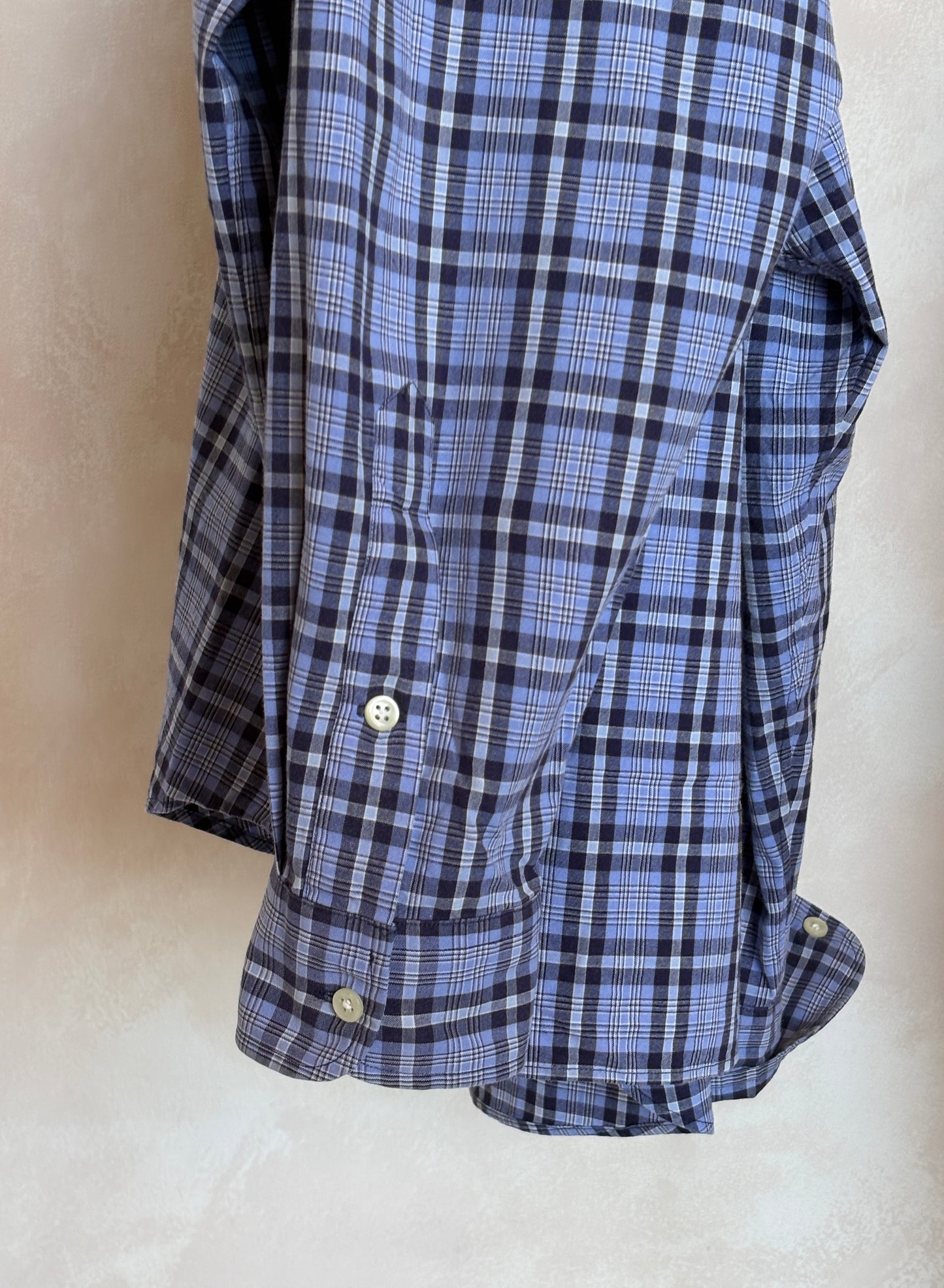Ralph Lauren BLAKE Button-Down Shirt Large | Blue Black Plaid Cotton | Mens Classic Shirt