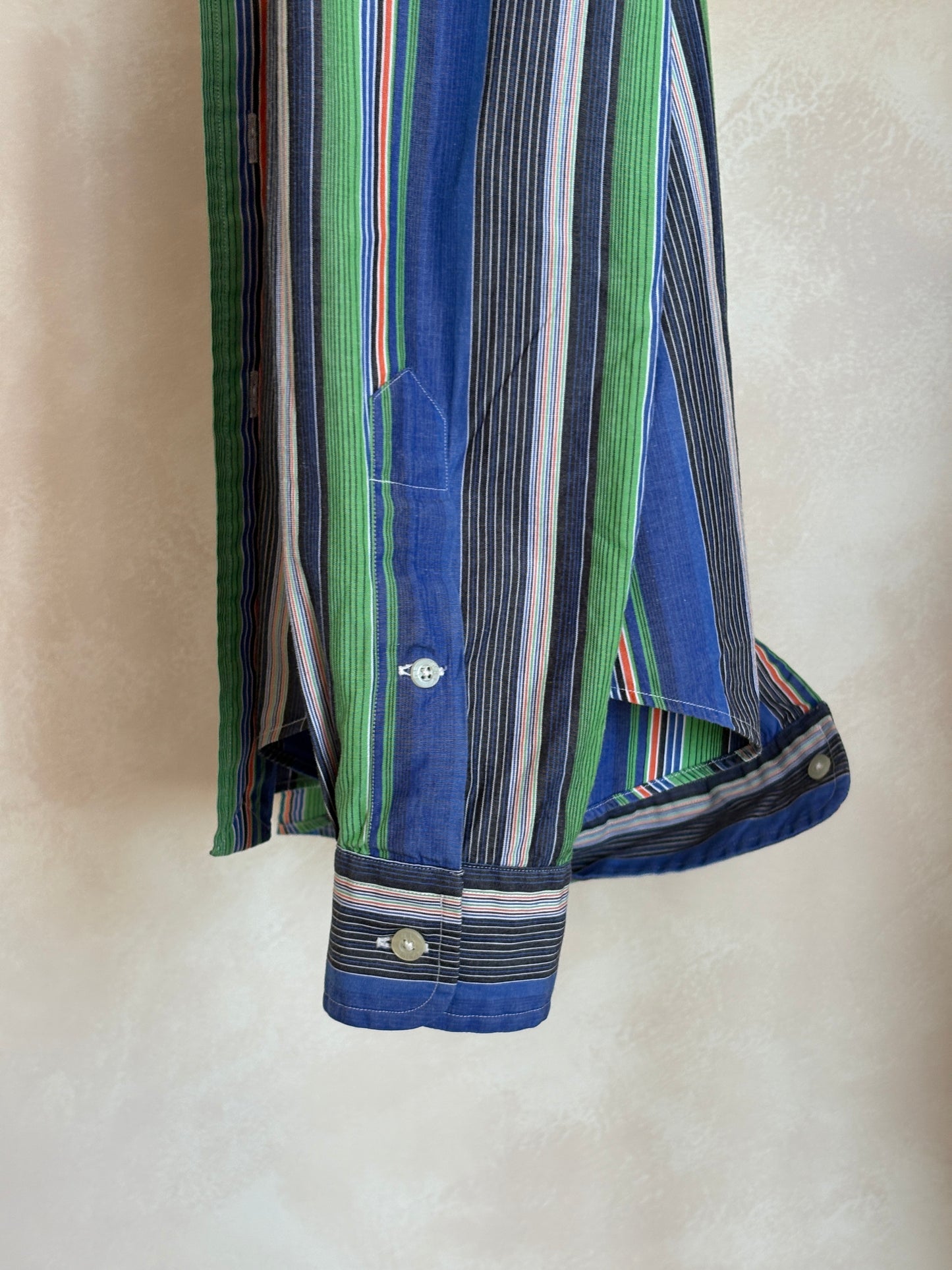 Ralph Lauren Golf Custom Fit Button-Down Shirt Small | Blue Green Multi Stripe Cotton | Mens Golf Shirt