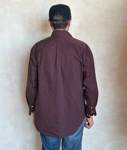 Ralph Lauren BLAKE Button-Down Shirt Medium | Solid Burgundy 100% Cotton | Mens Classic Shirt