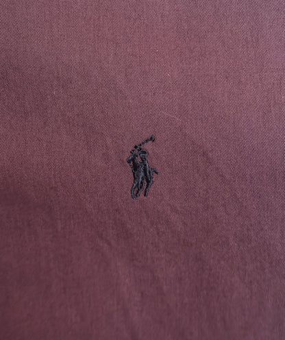 Ralph Lauren BLAKE Button-Down Shirt Medium | Solid Burgundy 100% Cotton | Mens Classic Shirt
