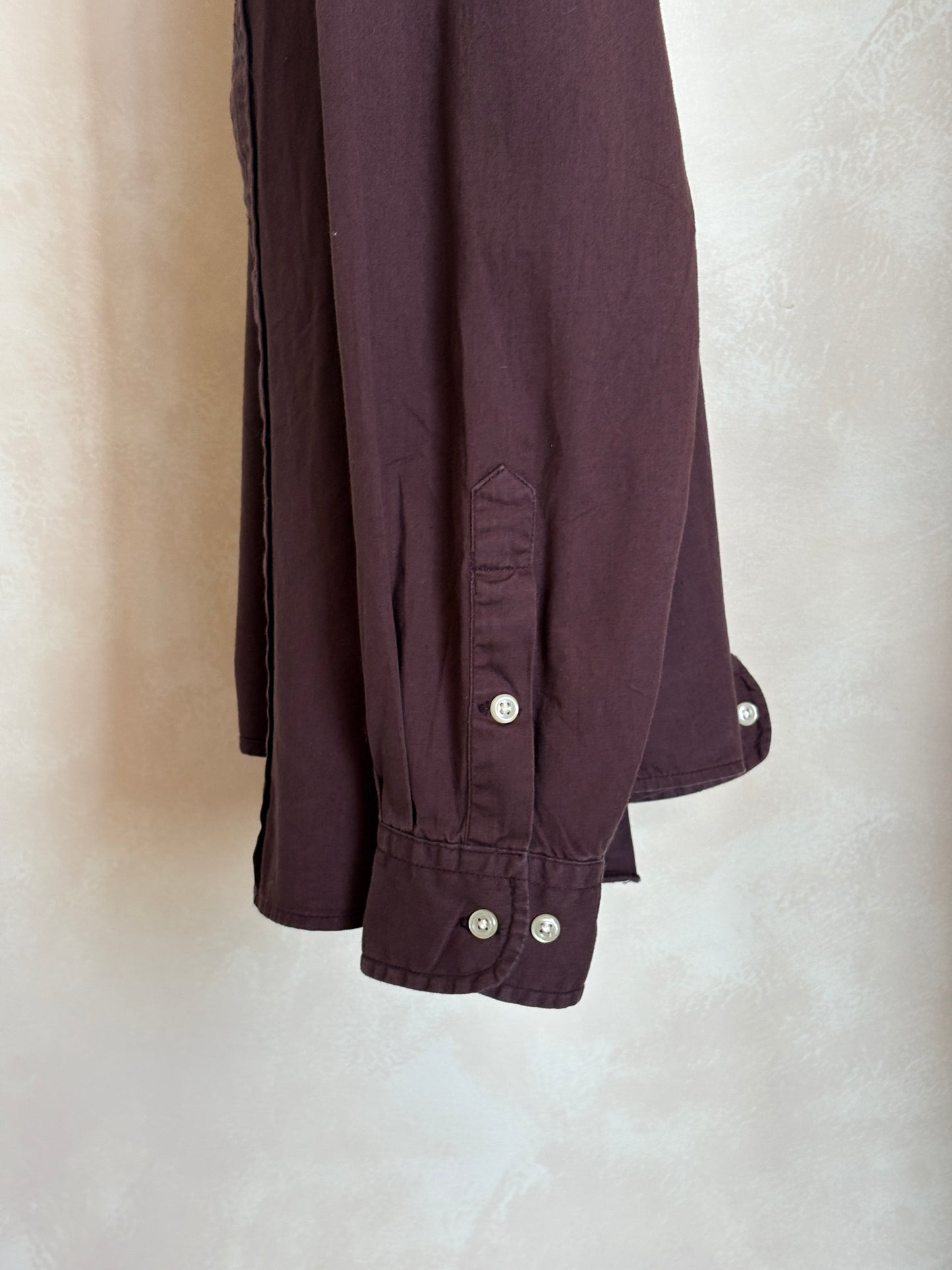 Ralph Lauren BLAKE Button-Down Shirt Medium | Solid Burgundy 100% Cotton | Mens Classic Shirt