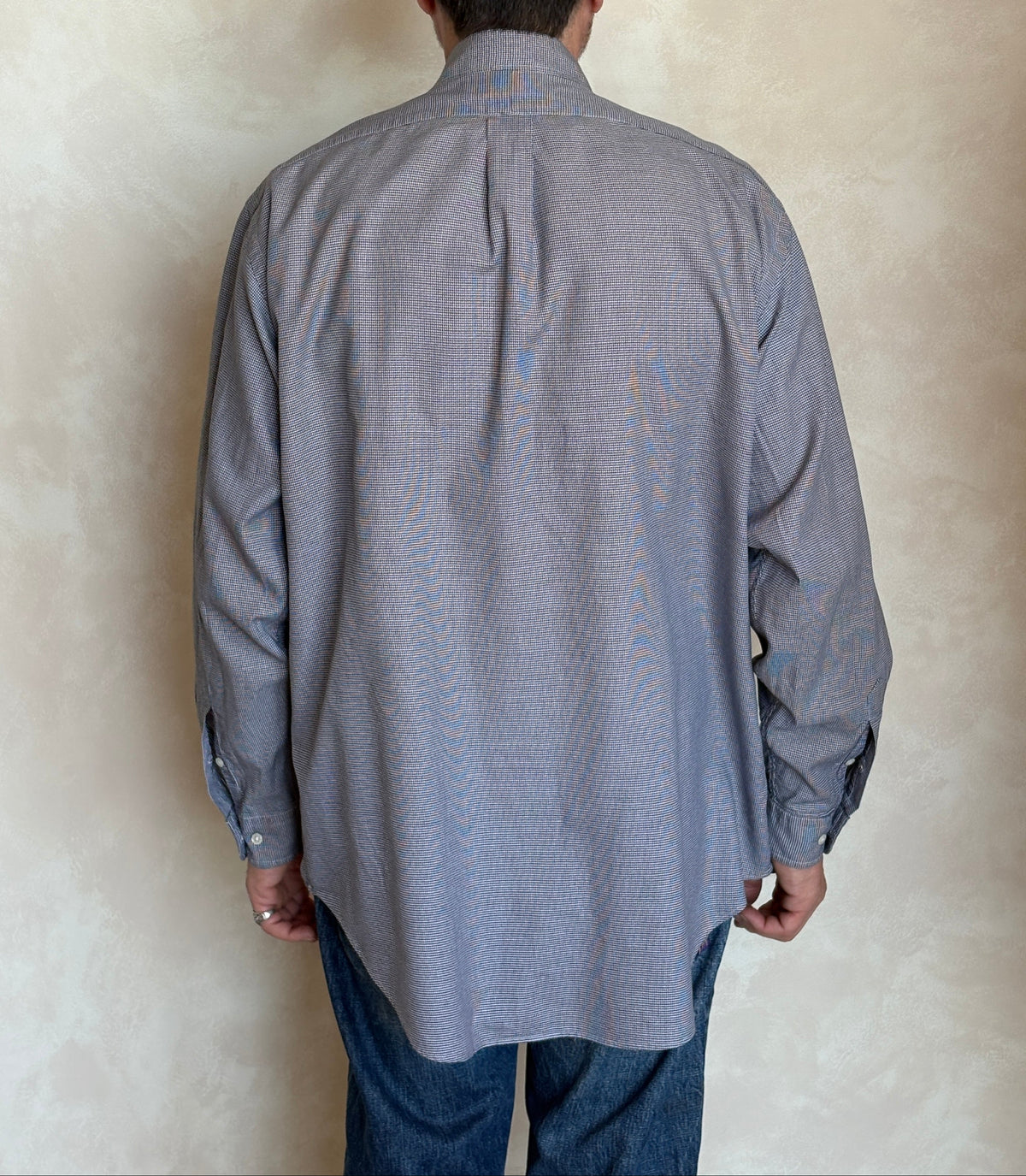 Ralph Lauren YARMOUTH Button-Down Shirt Large | Black White Houndstooth Cotton | Mens Classic Shirt-AJ357 Studio