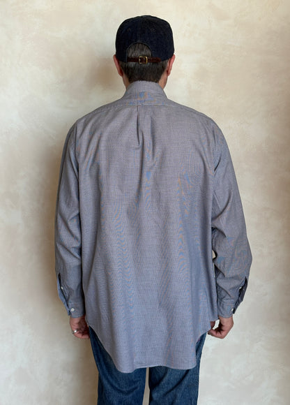 Ralph Lauren YARMOUTH Button-Down Shirt Large | Black White Houndstooth Cotton | Mens Classic Shirt
