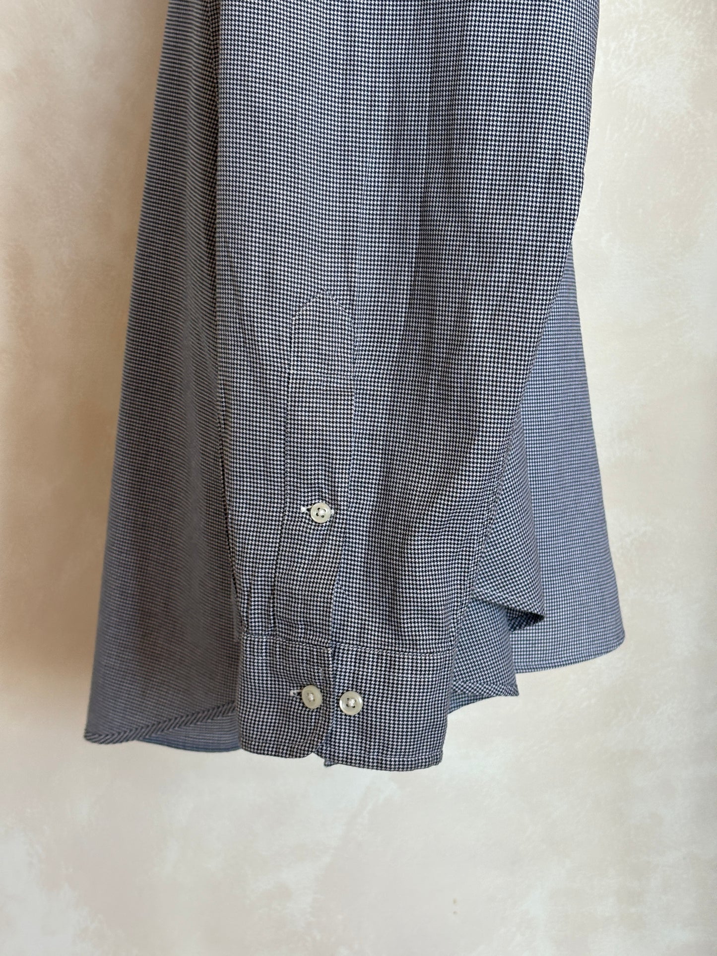 Ralph Lauren YARMOUTH Button-Down Shirt Large | Black White Houndstooth Cotton | Mens Classic Shirt