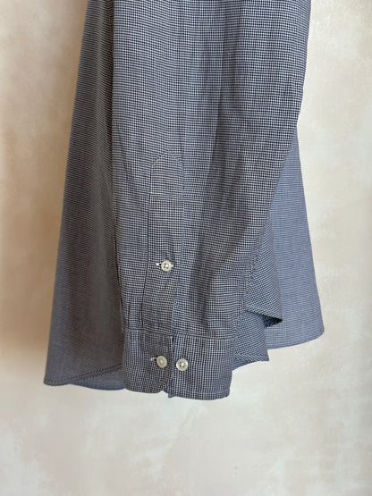 Ralph Lauren YARMOUTH Button-Down Shirt Large | Black White Houndstooth Cotton | Mens Classic Shirt