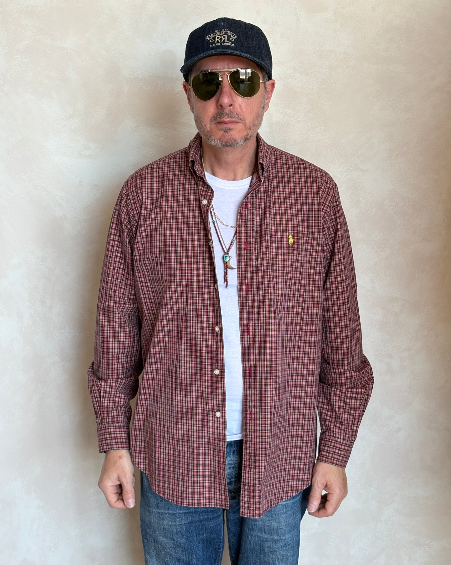 Ralph Lauren Classic Fit Button-Down Shirt Large | Red Tartan Plaid Cotton | Mens Classic Shirt