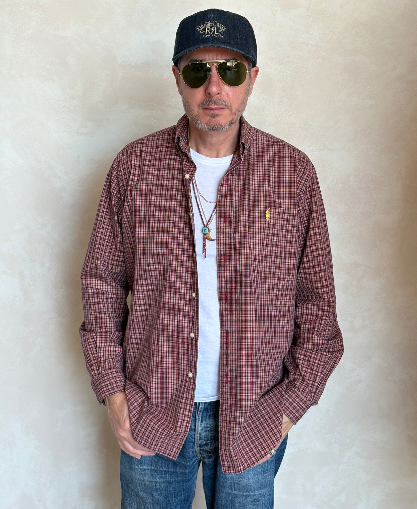 Ralph Lauren Classic Fit Button-Down Shirt Large | Red Tartan Plaid Cotton | Mens Classic Shirt