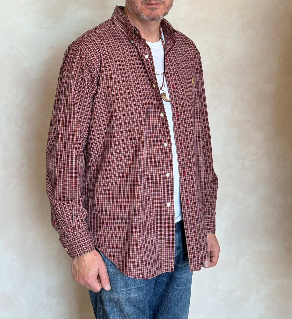 Ralph Lauren Classic Fit Button-Down Shirt Large | Red Tartan Plaid Cotton | Mens Classic Shirt-AJ357 Studio