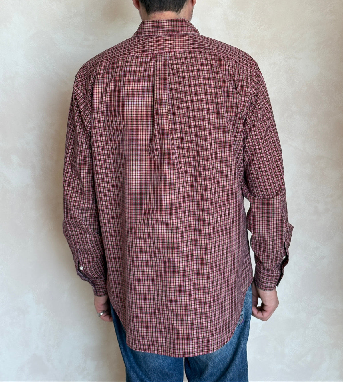 Ralph Lauren Classic Fit Button-Down Shirt Large | Red Tartan Plaid Cotton | Mens Classic Shirt-AJ357 Studio