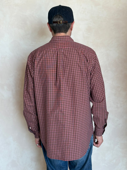 Ralph Lauren Classic Fit Button-Down Shirt Large | Red Tartan Plaid Cotton | Mens Classic Shirt