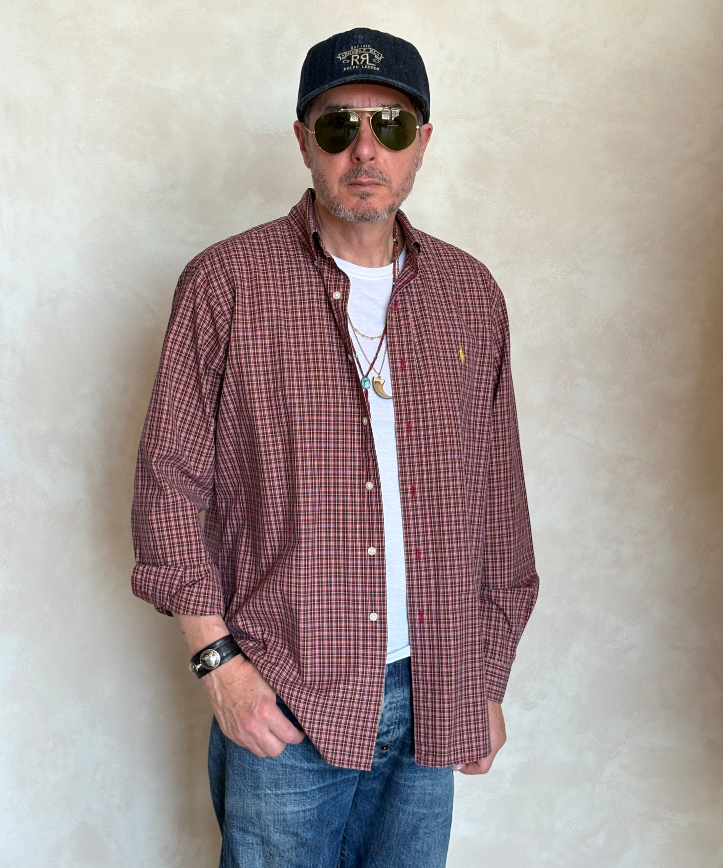 Ralph Lauren Classic Fit Button-Down Shirt Large | Red Tartan Plaid Cotton | Mens Classic Shirt