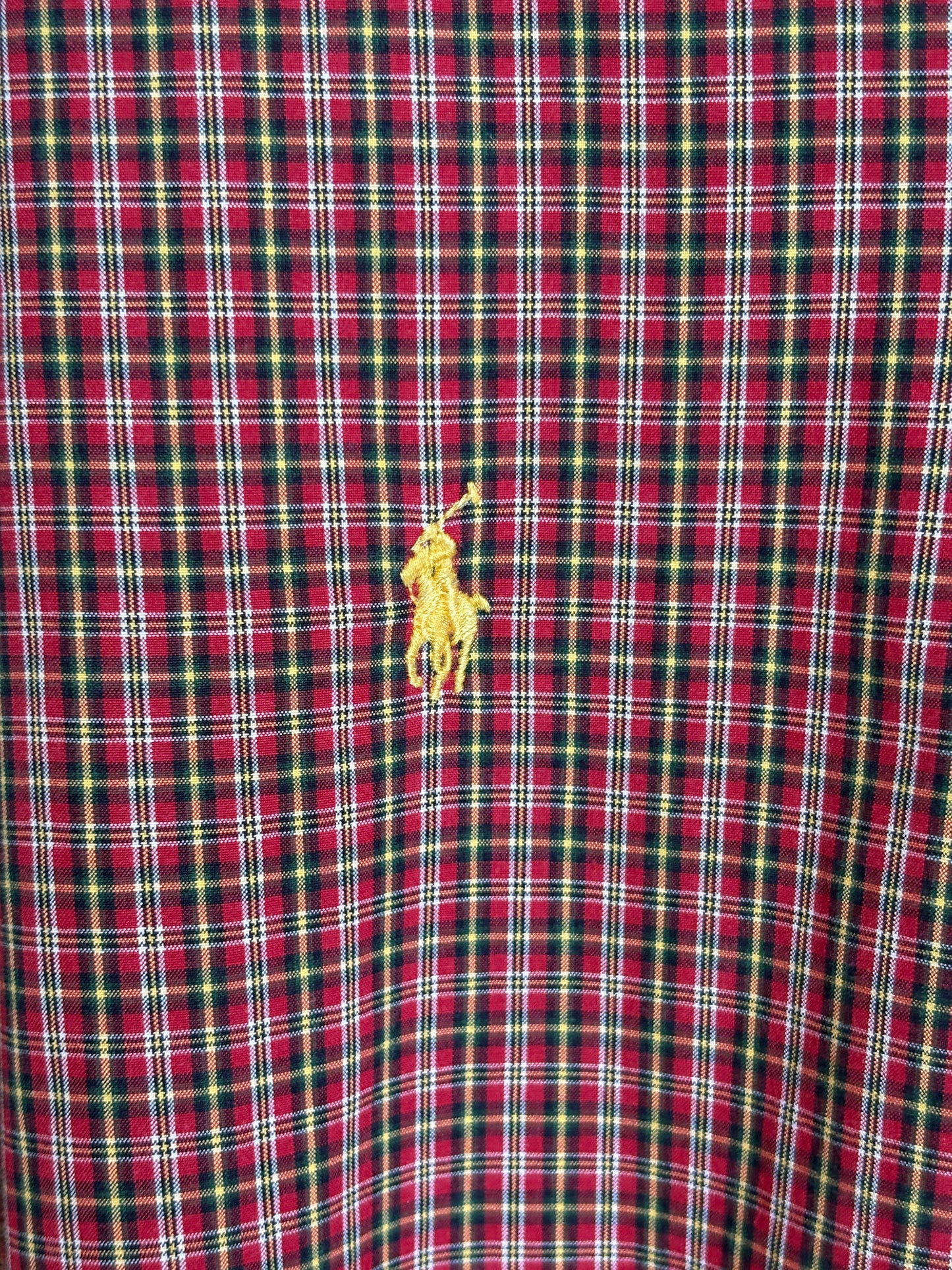 Ralph Lauren Classic Fit Button-Down Shirt Large | Red Tartan Plaid Cotton | Mens Classic Shirt
