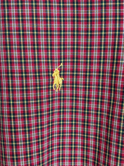 Ralph Lauren Classic Fit Button-Down Shirt Large | Red Tartan Plaid Cotton | Mens Classic Shirt