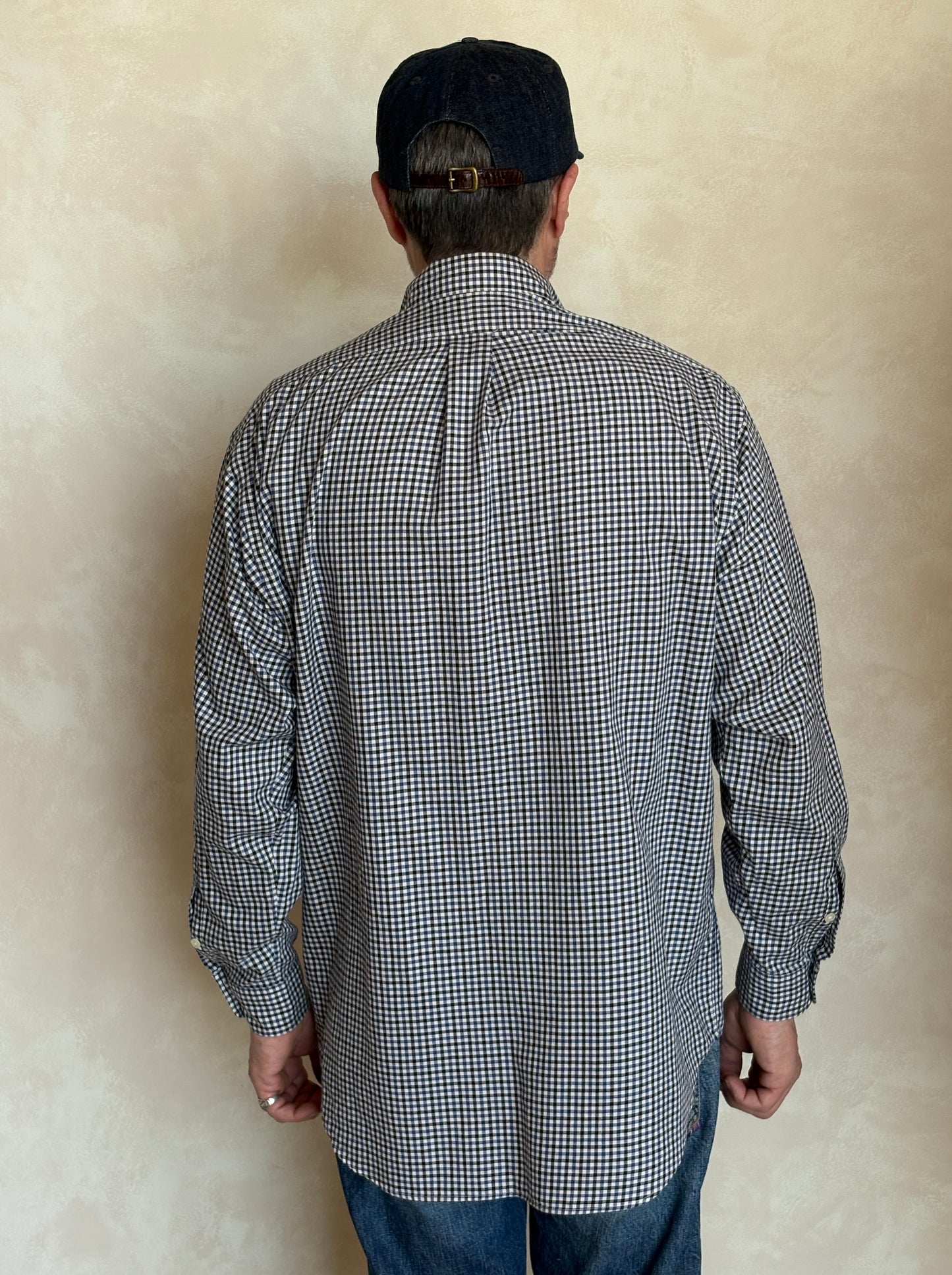 Ralph Lauren BLAKE Button-Down Shirt Medium | Navy Black Gingham Cotton | Mens Classic Shirt
