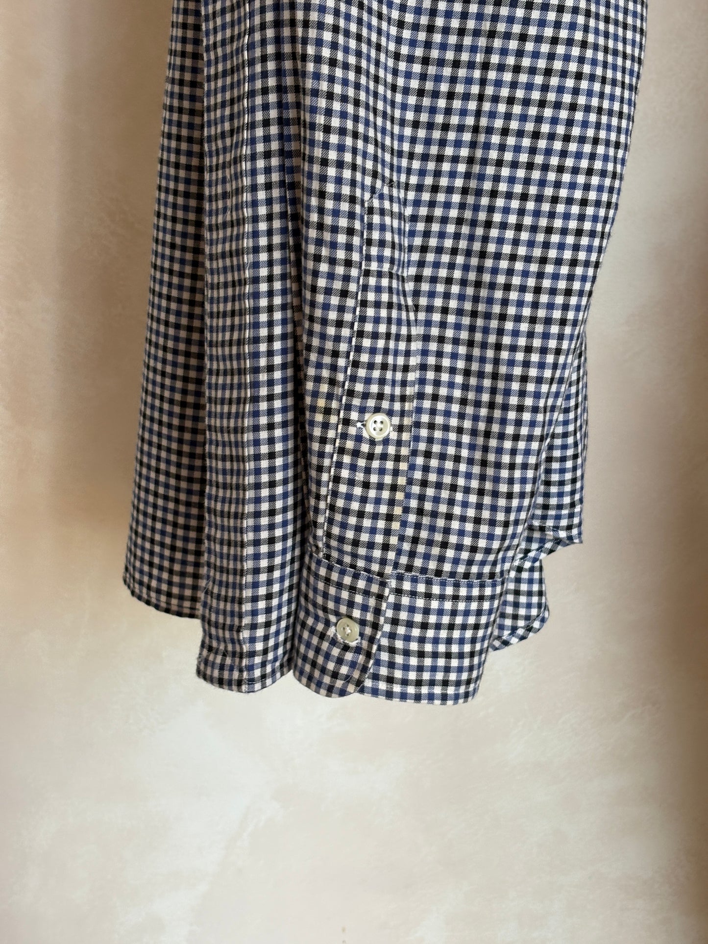 Ralph Lauren BLAKE Button-Down Shirt Medium | Navy Black Gingham Cotton | Mens Classic Shirt