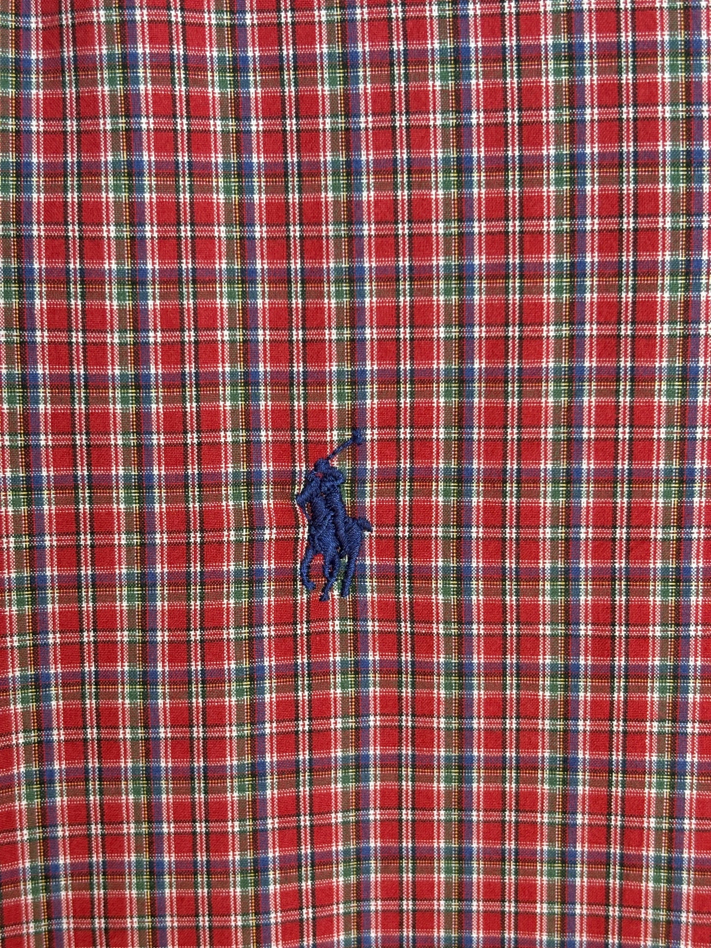 Ralph Lauren Classic Fit Button-Down Shirt Medium | Red Multi Plaid Cotton | Mens Classic Shirt