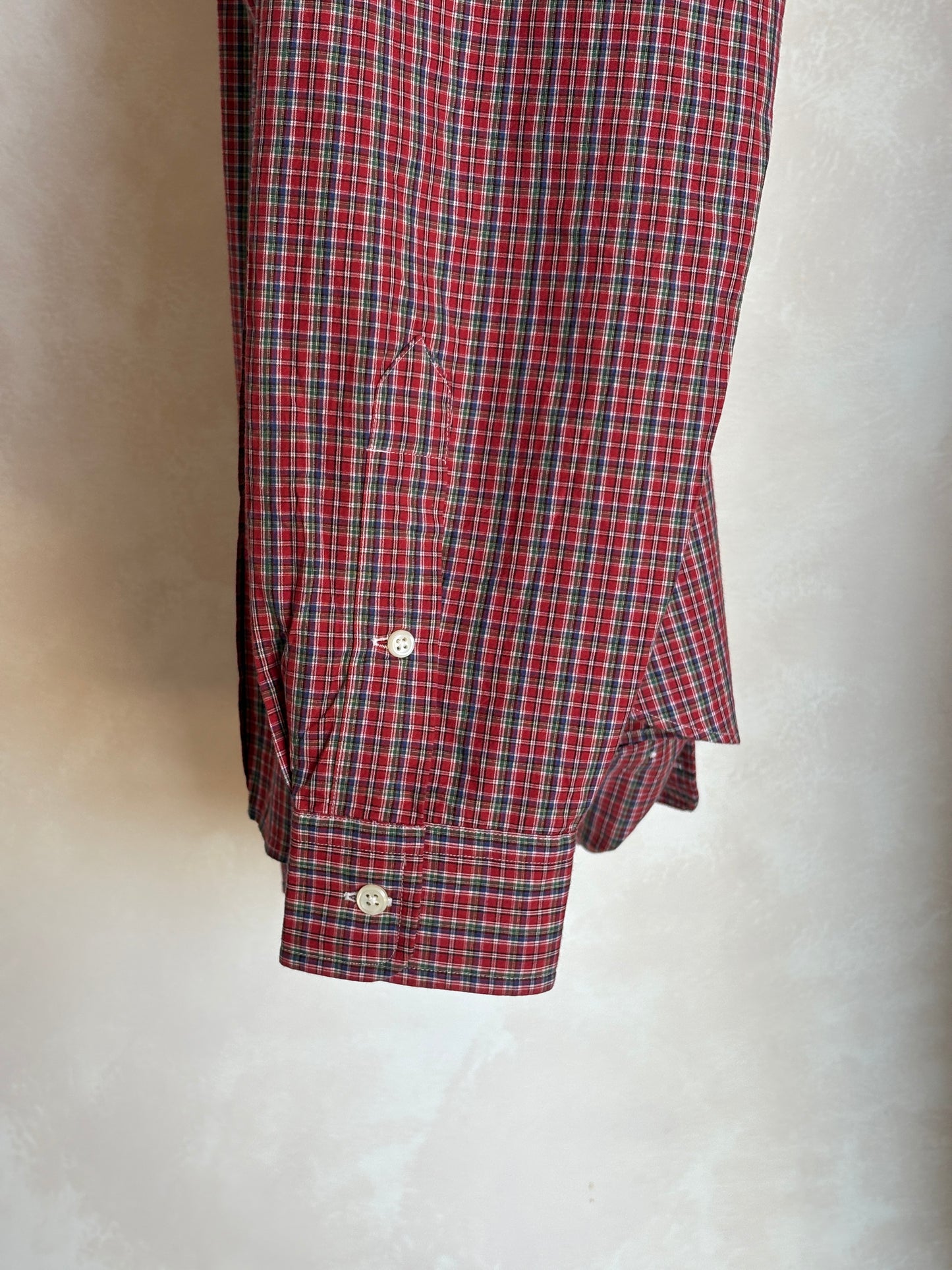 Ralph Lauren Classic Fit Button-Down Shirt Medium | Red Multi Plaid Cotton | Mens Classic Shirt