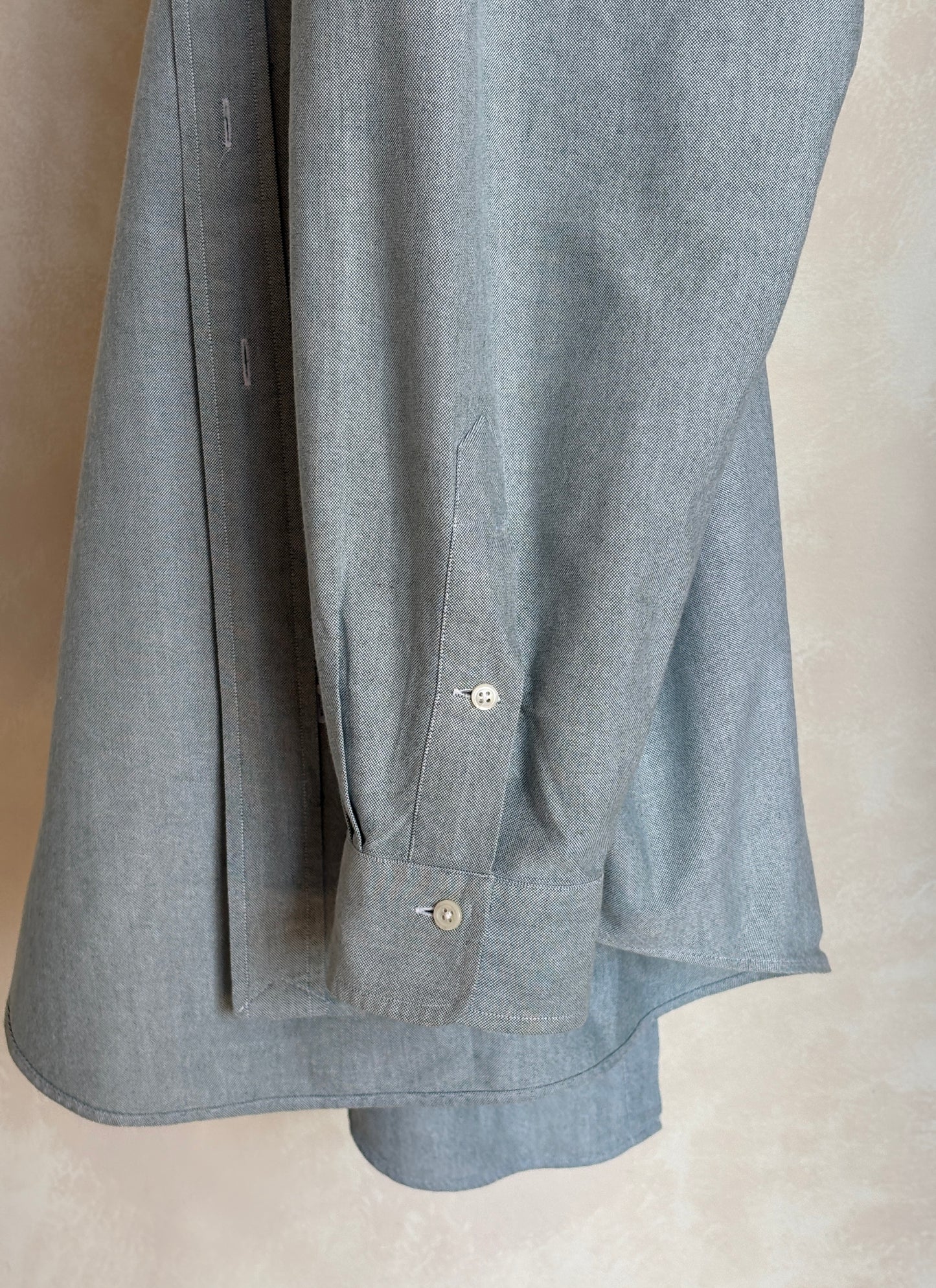 Ralph Lauren YARMOUTH Button-Down Shirt 16,5-34 Large | Solid Grey Cotton Oxford |Vintage Mens Shirt