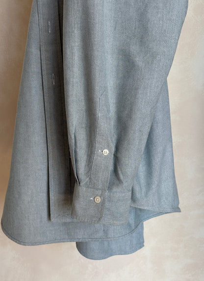 Ralph Lauren YARMOUTH Button-Down Shirt 16,5-34 Large | Solid Grey Cotton Oxford |Vintage Mens Shirt