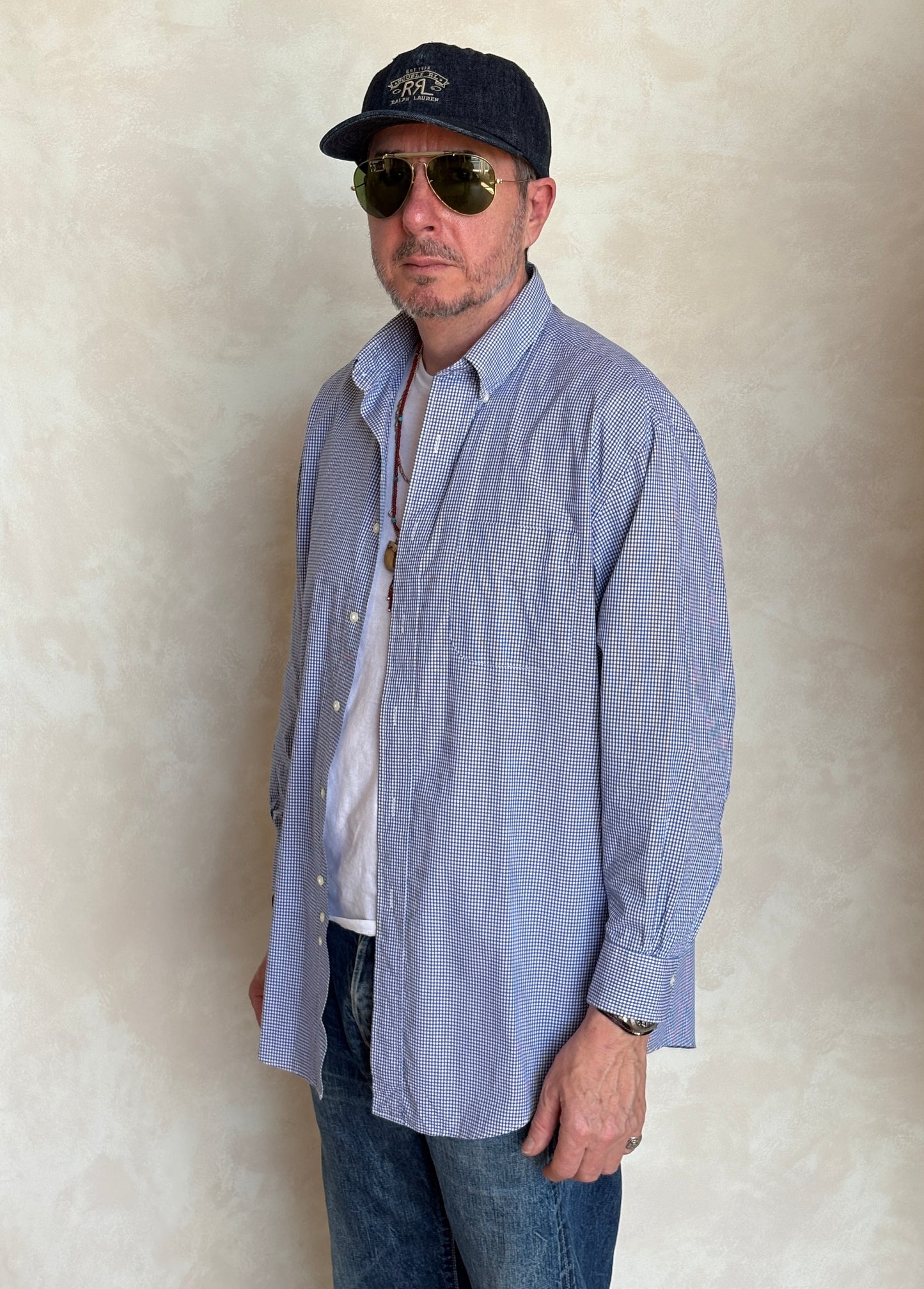 Brooks Brothers Relaxed Fit Button-Down Shirt 16-2 Large | Navy Gingham Cotton | Est 1818 | Mens Classic Shirt