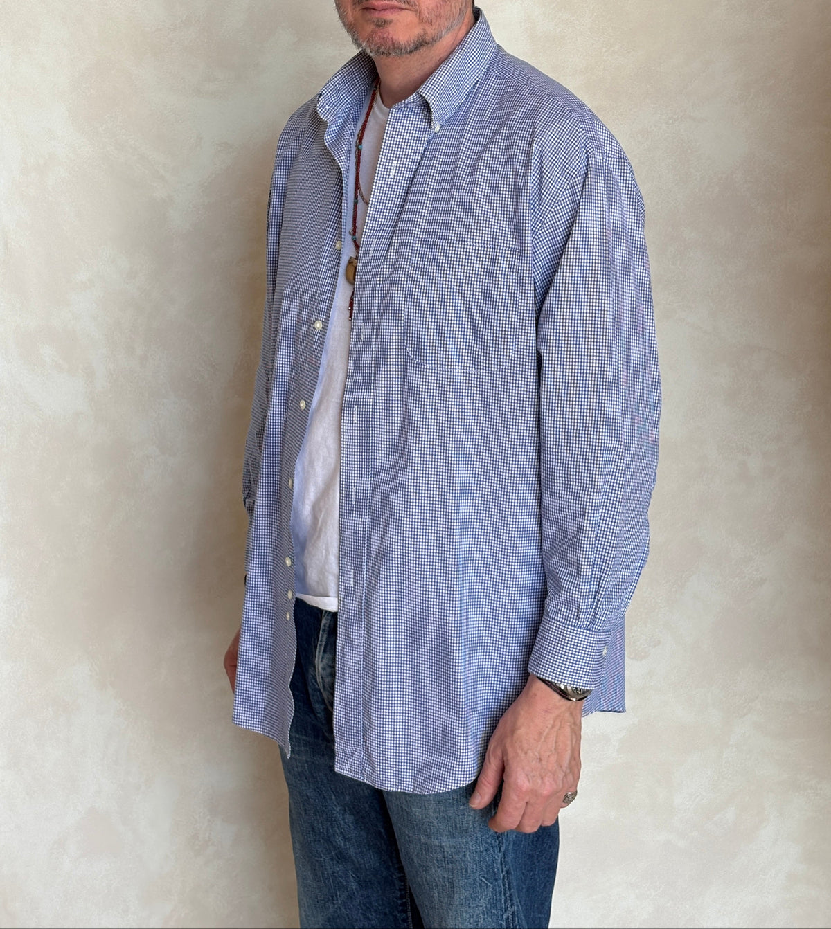 Brooks Brothers Relaxed Fit Button-Down Shirt 16-2 Large | Navy Gingham Cotton | Est 1818 | Mens Classic Shirt-AJ357 Studio