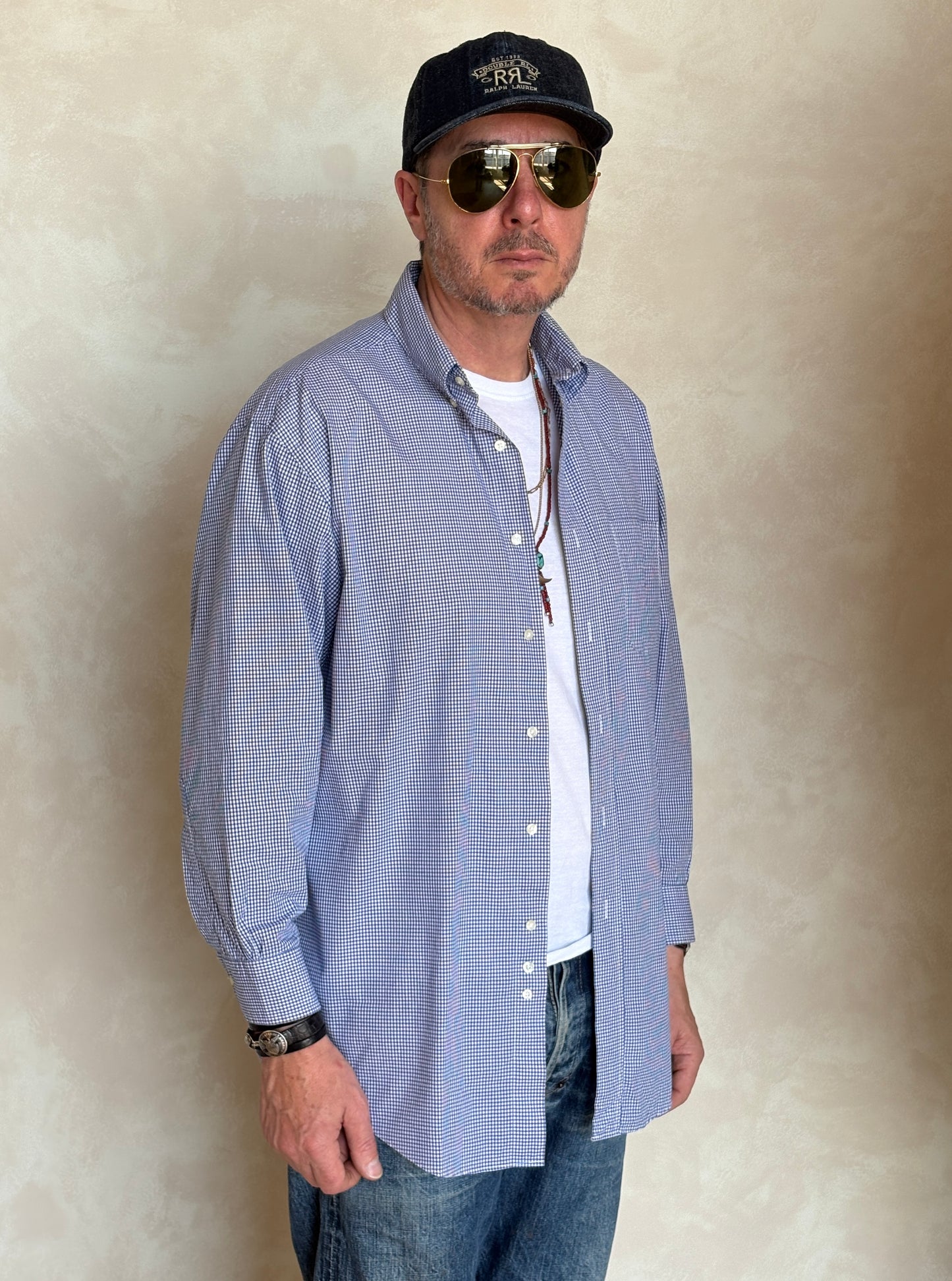 Brooks Brothers Relaxed Fit Button-Down Shirt 16-2 Large | Navy Gingham Cotton | Est 1818 | Mens Classic Shirt
