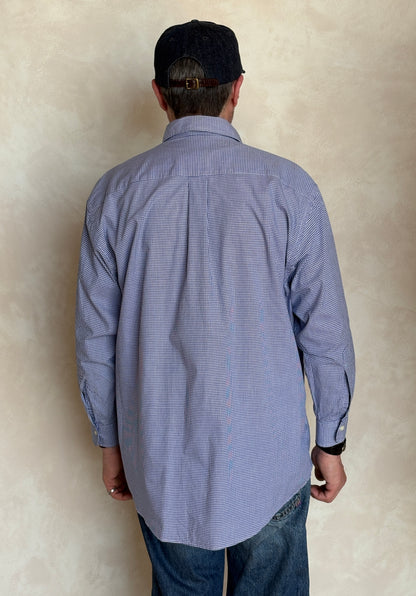 Brooks Brothers Relaxed Fit Button-Down Shirt 16-2 Large | Navy Gingham Cotton | Est 1818 | Mens Classic Shirt