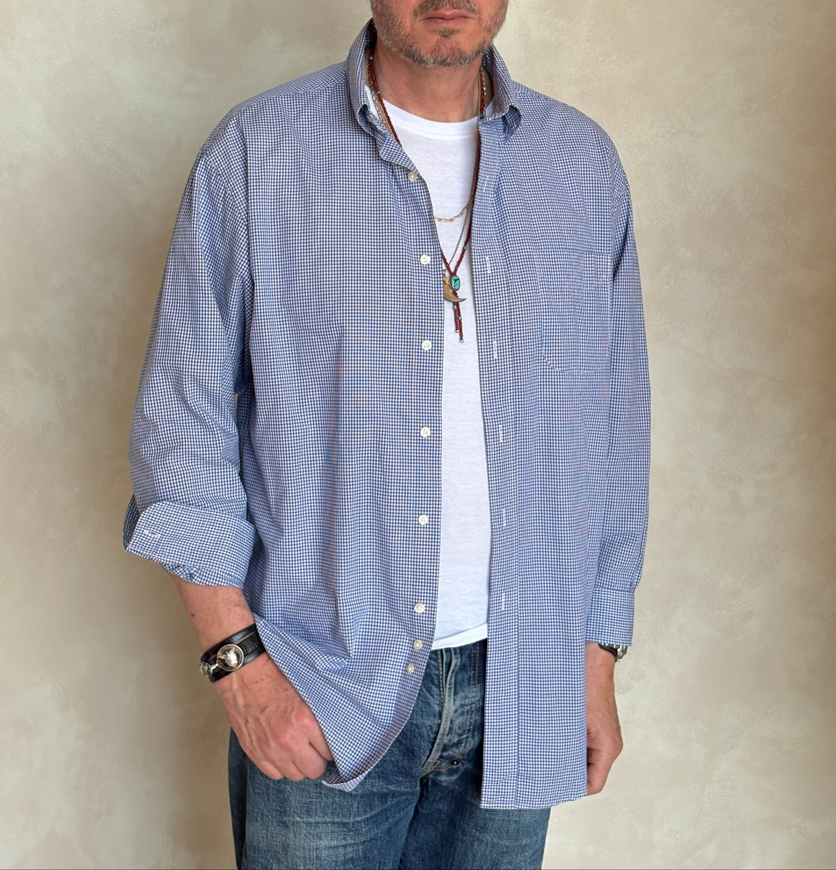 Brooks Brothers Relaxed Fit Button-Down Shirt 16-2 Large | Navy Gingham Cotton | Est 1818 | Mens Classic Shirt-AJ357 Studio