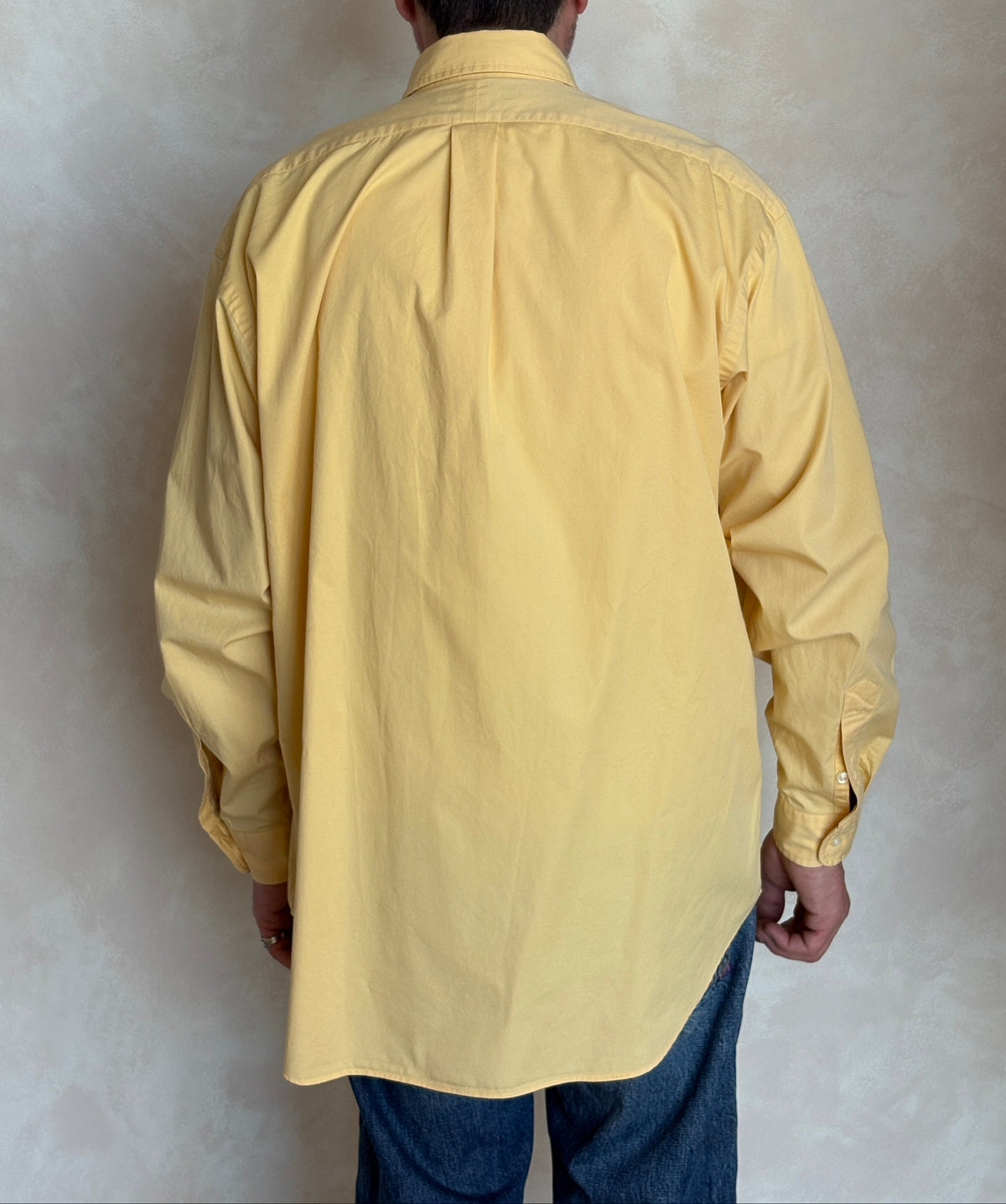 Ralph Lauren BLAKE Button-Down Shirt Large | Solid Yellow Cotton | Mens Classic Shirt-AJ357 Studio