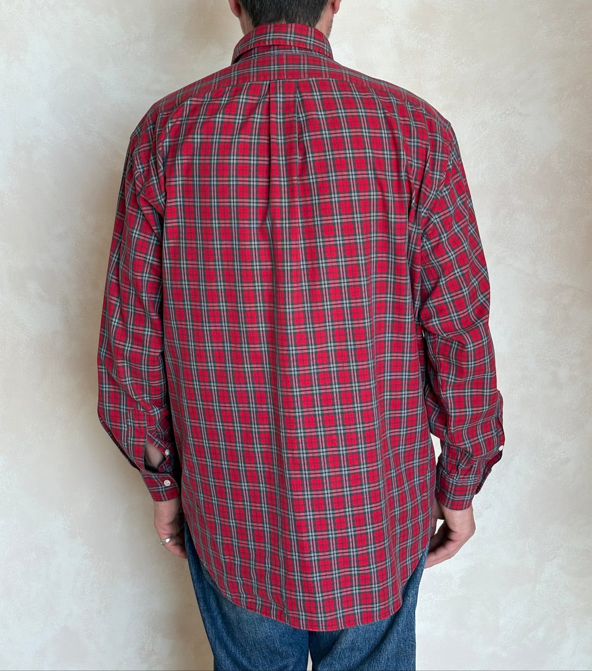 Ralph Lauren Button-Down Shirt Large | Red Green Tartan Plaid Cotton | Mens Classic Shirt-AJ357 Studio