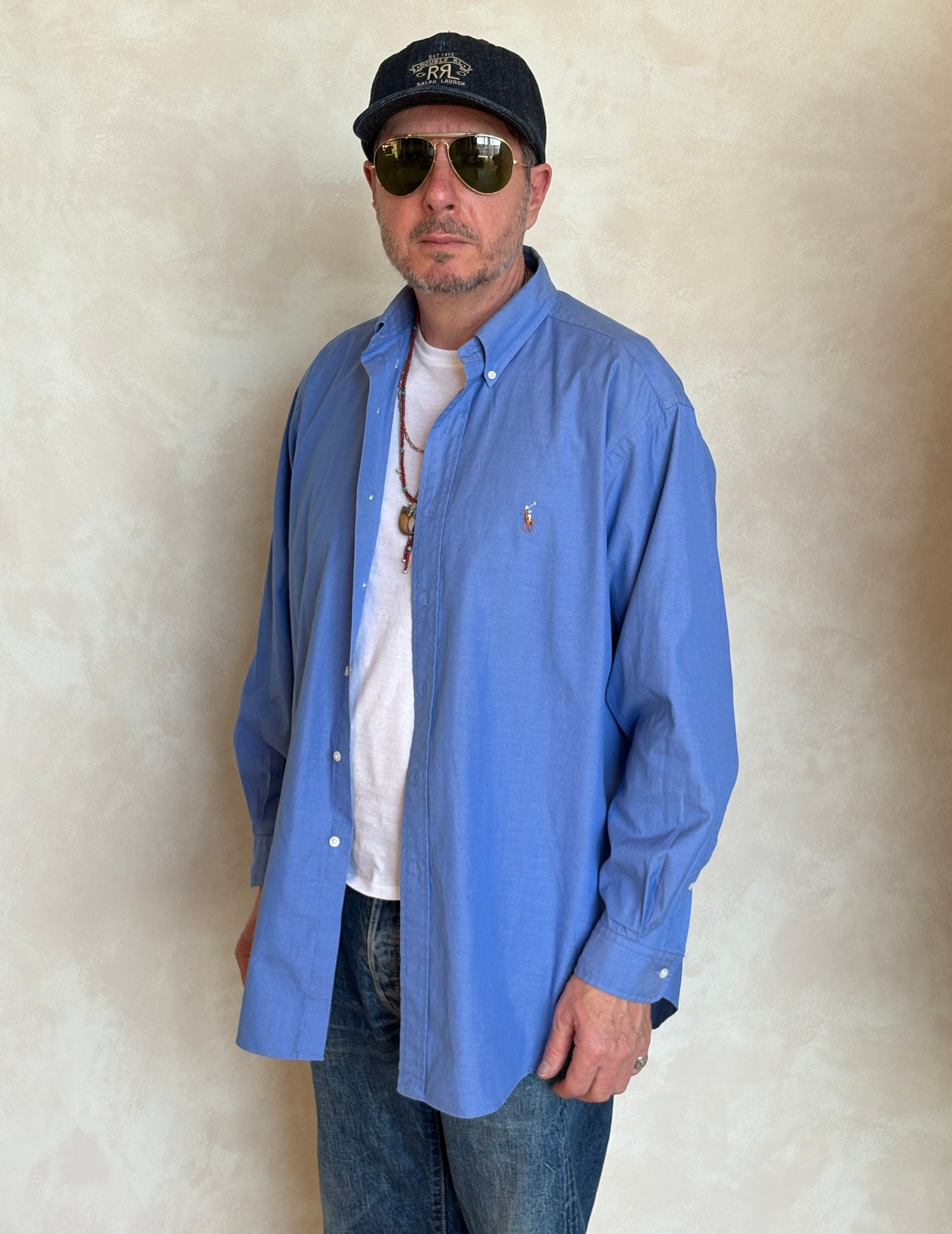 Ralph Lauren Yarmouth Shirt 16.5/34 Blue Pinpoint Oxford Cotton