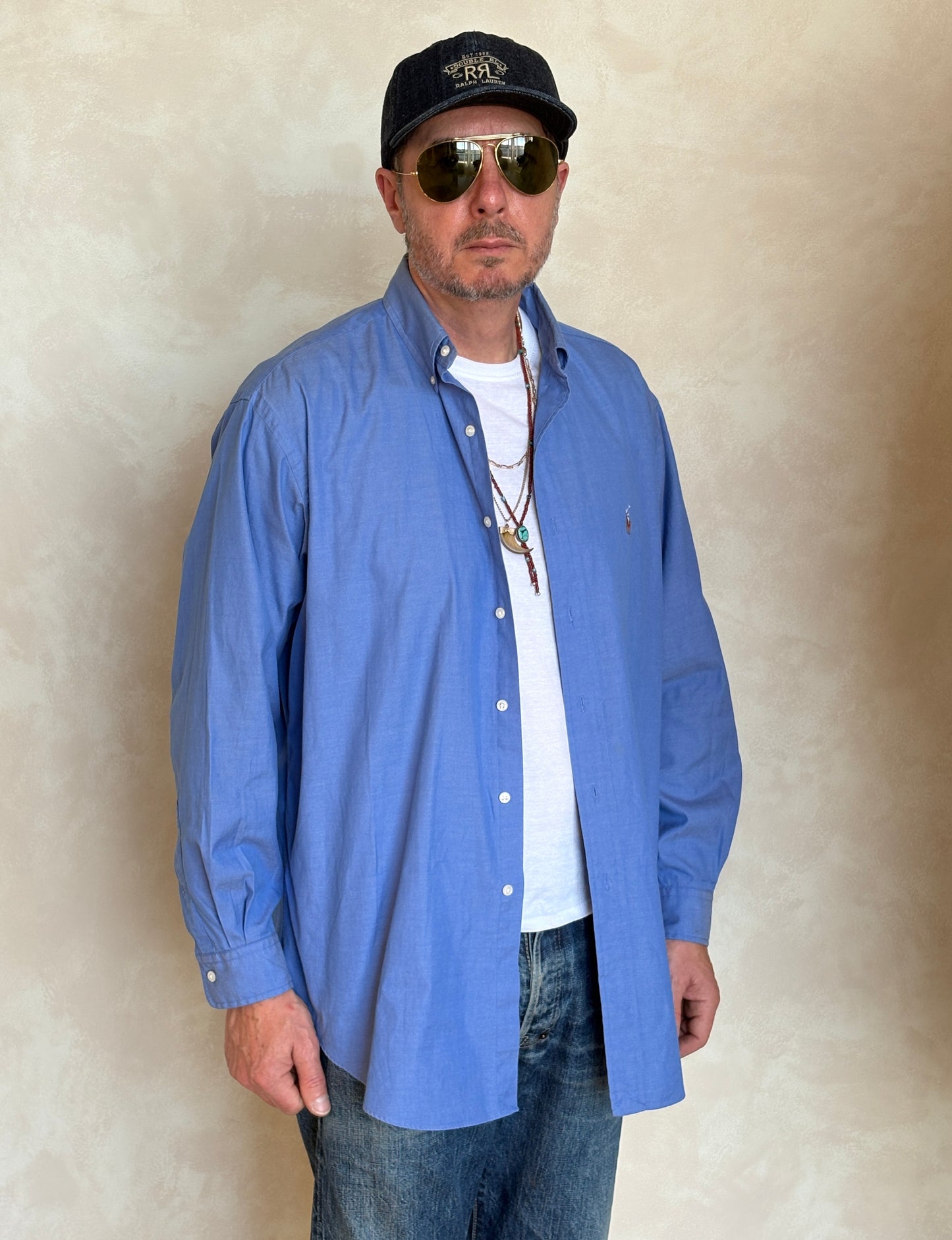 Ralph Lauren Yarmouth Shirt 16.5/34 Blue Pinpoint Oxford Cotton