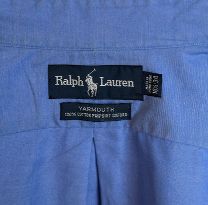 Ralph Lauren Yarmouth Shirt 16.5/34 Blue Pinpoint Oxford Cotton