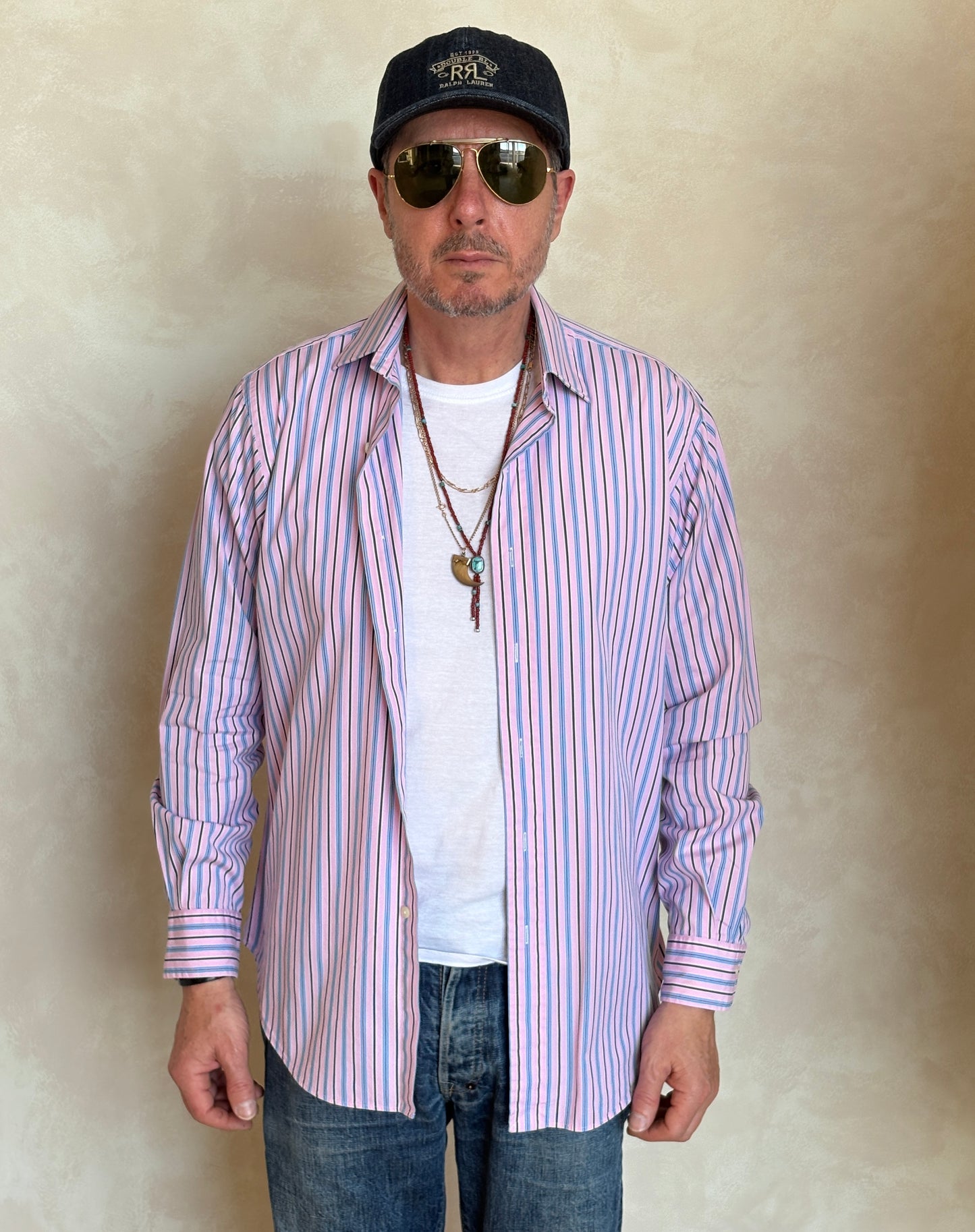 Polo Ralph Lauren Curham Classic Fit 15.5/35 Pink Stripe Cotton Shirt