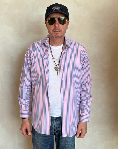 Polo Ralph Lauren Curham Classic Fit 15.5/35 Pink Stripe Cotton Shirt