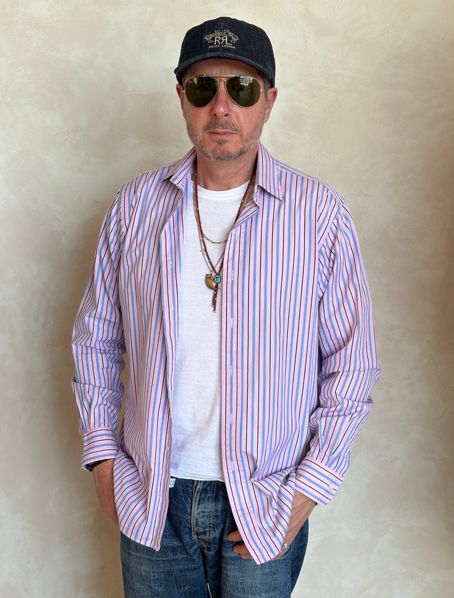 Polo Ralph Lauren Curham Classic Fit 15.5/35 Pink Stripe Cotton Shirt