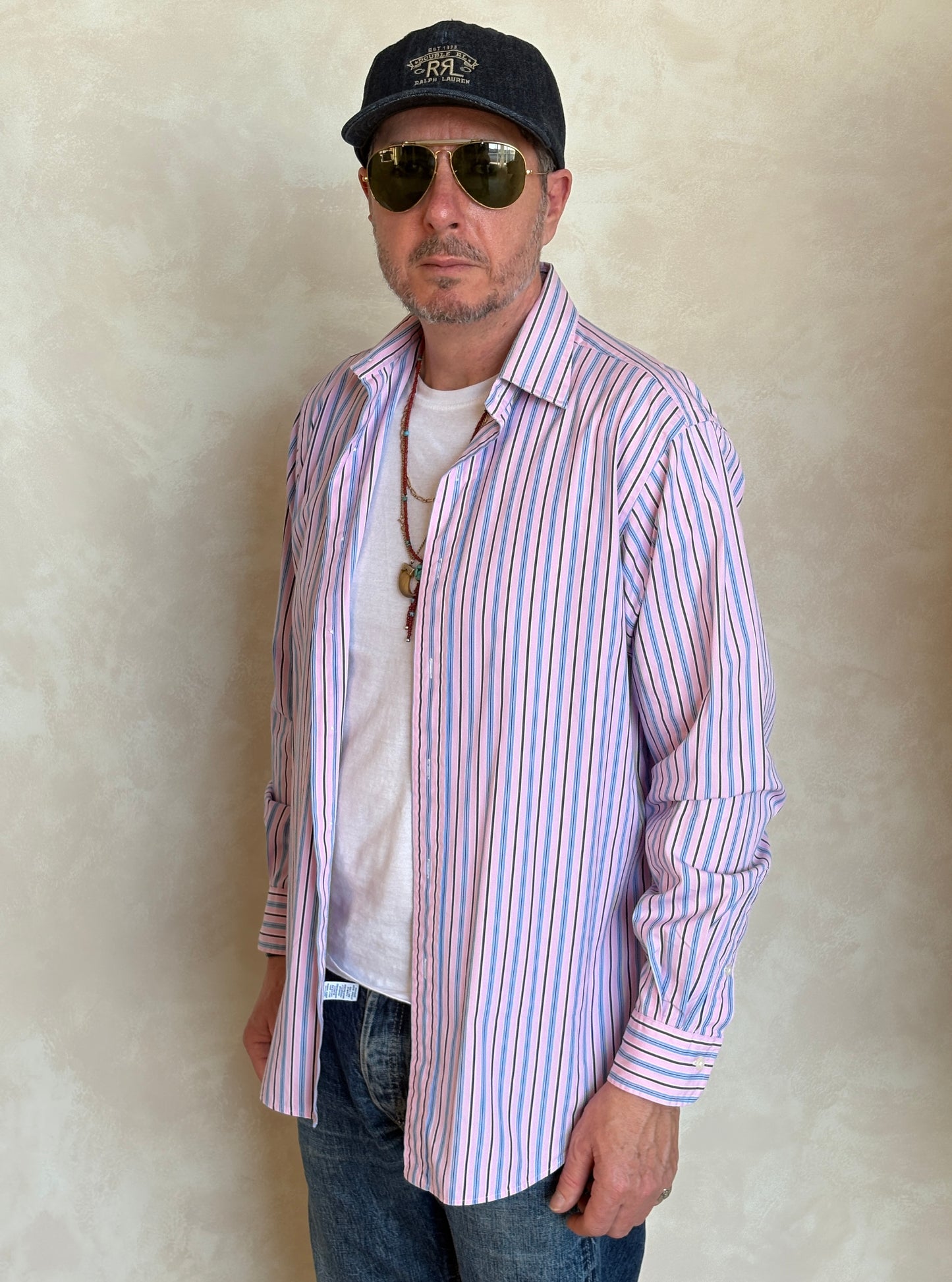 Polo Ralph Lauren Curham Classic Fit 15.5/35 Pink Stripe Cotton Shirt