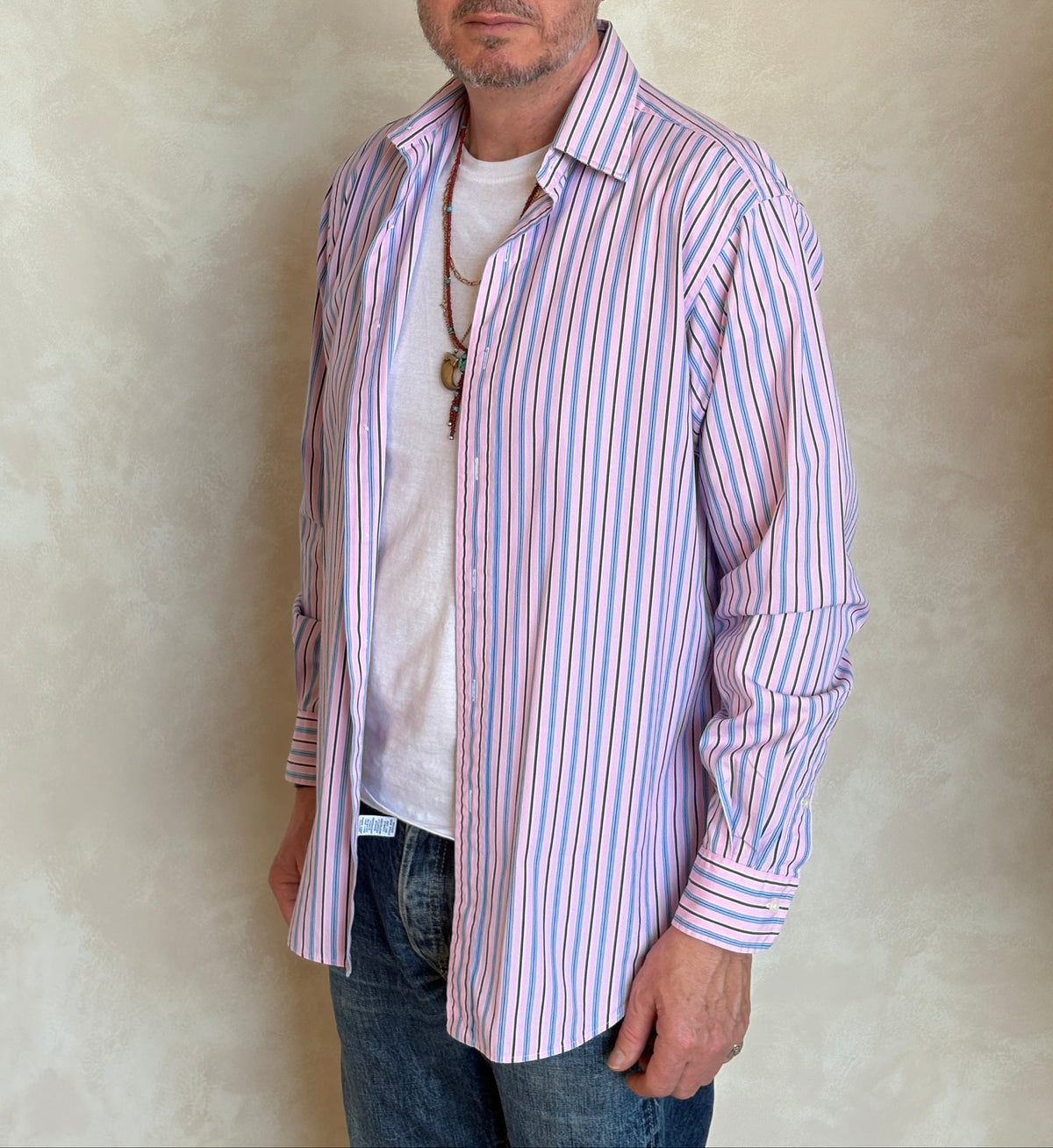 Polo Ralph Lauren Curham Classic Fit 15.5/35 Pink Stripe Cotton Shirt-AJ357 Studio