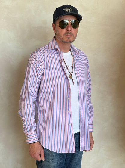 Polo Ralph Lauren Curham Classic Fit 15.5/35 Pink Stripe Cotton Shirt