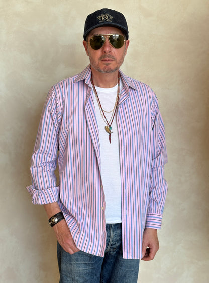 Polo Ralph Lauren Curham Classic Fit 15.5/35 Pink Stripe Cotton Shirt