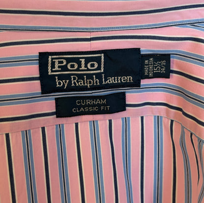 Polo Ralph Lauren Curham Classic Fit 15.5/35 Pink Stripe Cotton Shirt