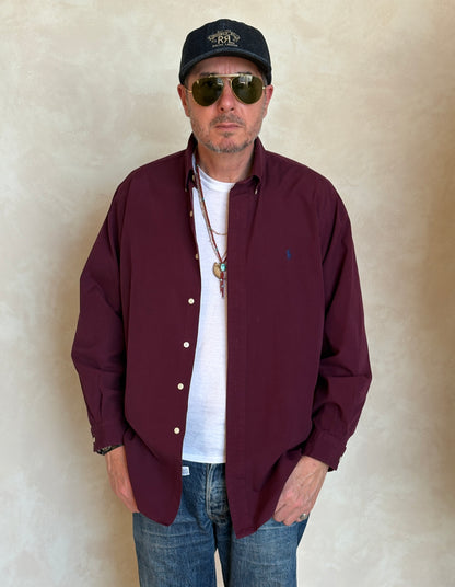 Ralph Lauren Classic Fit Shirt Large Burgundy Wine Cotton Vintage