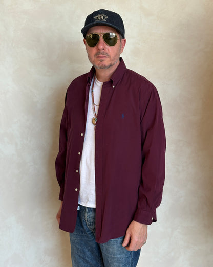 Ralph Lauren Classic Fit Shirt Large Burgundy Wine Cotton Vintage