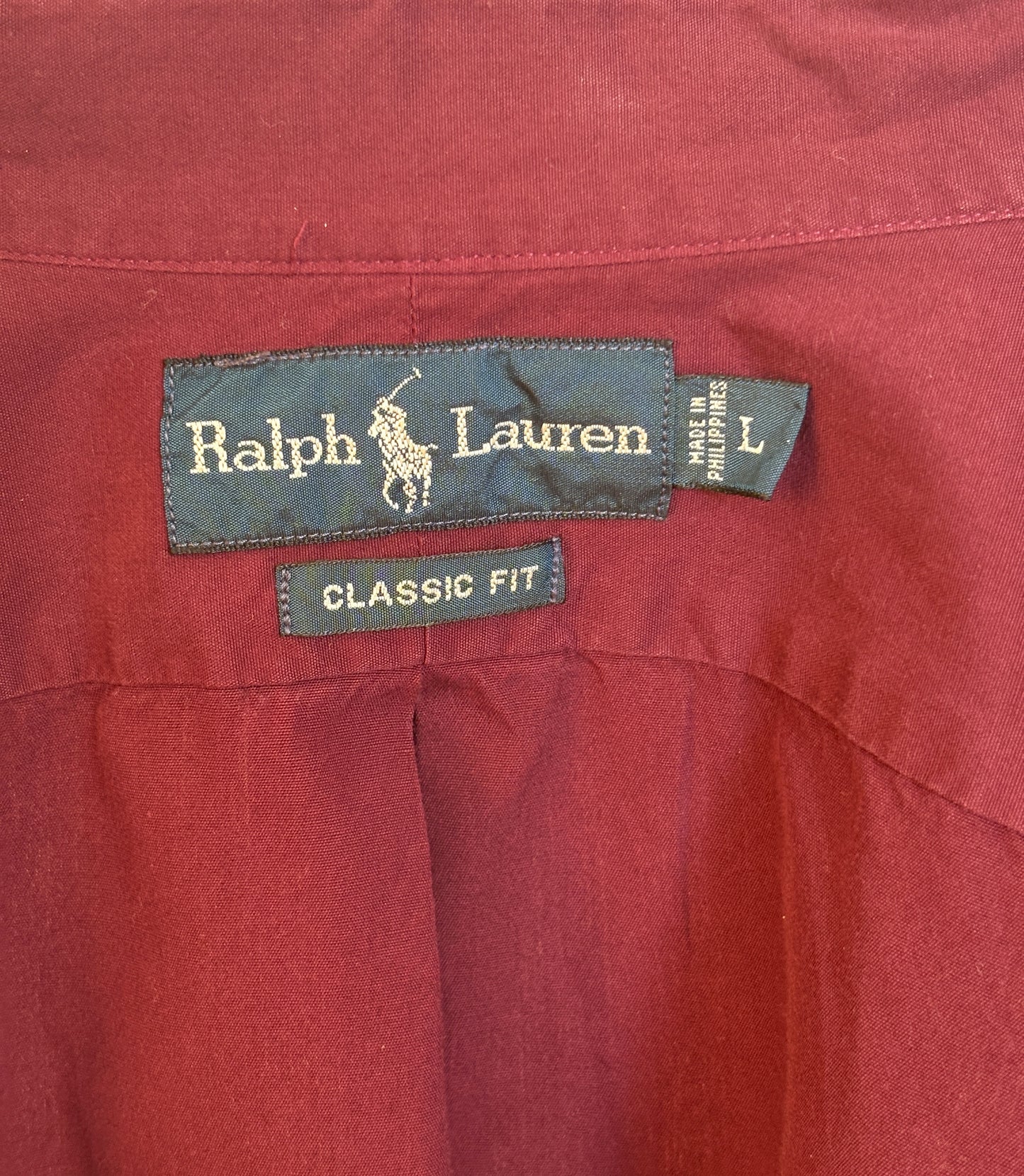 Ralph Lauren Classic Fit Shirt Large Burgundy Wine Cotton Vintage