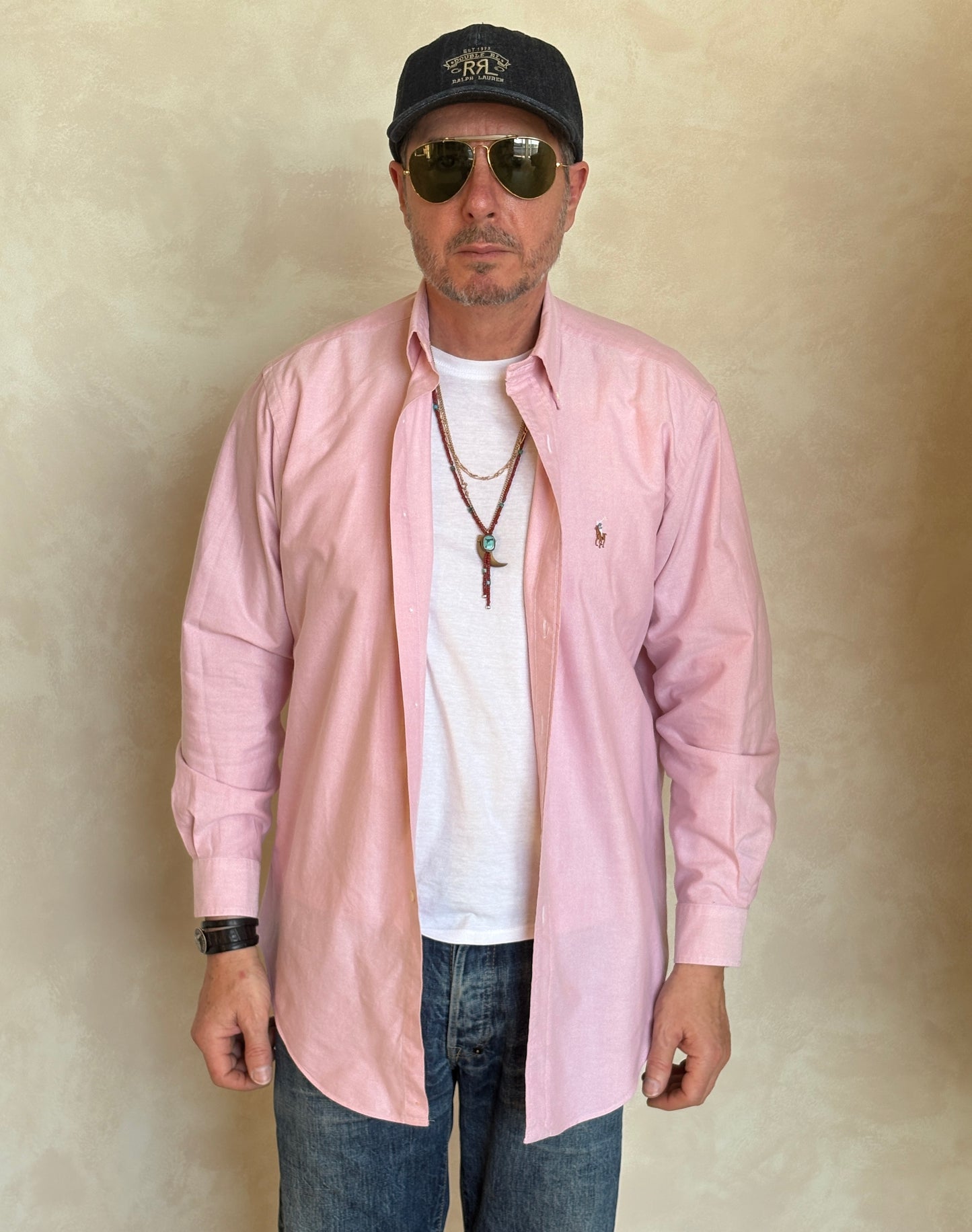 Ralph Lauren Yarmouth Shirt 15/33 Pink 100% Cotton Oxford Vintage