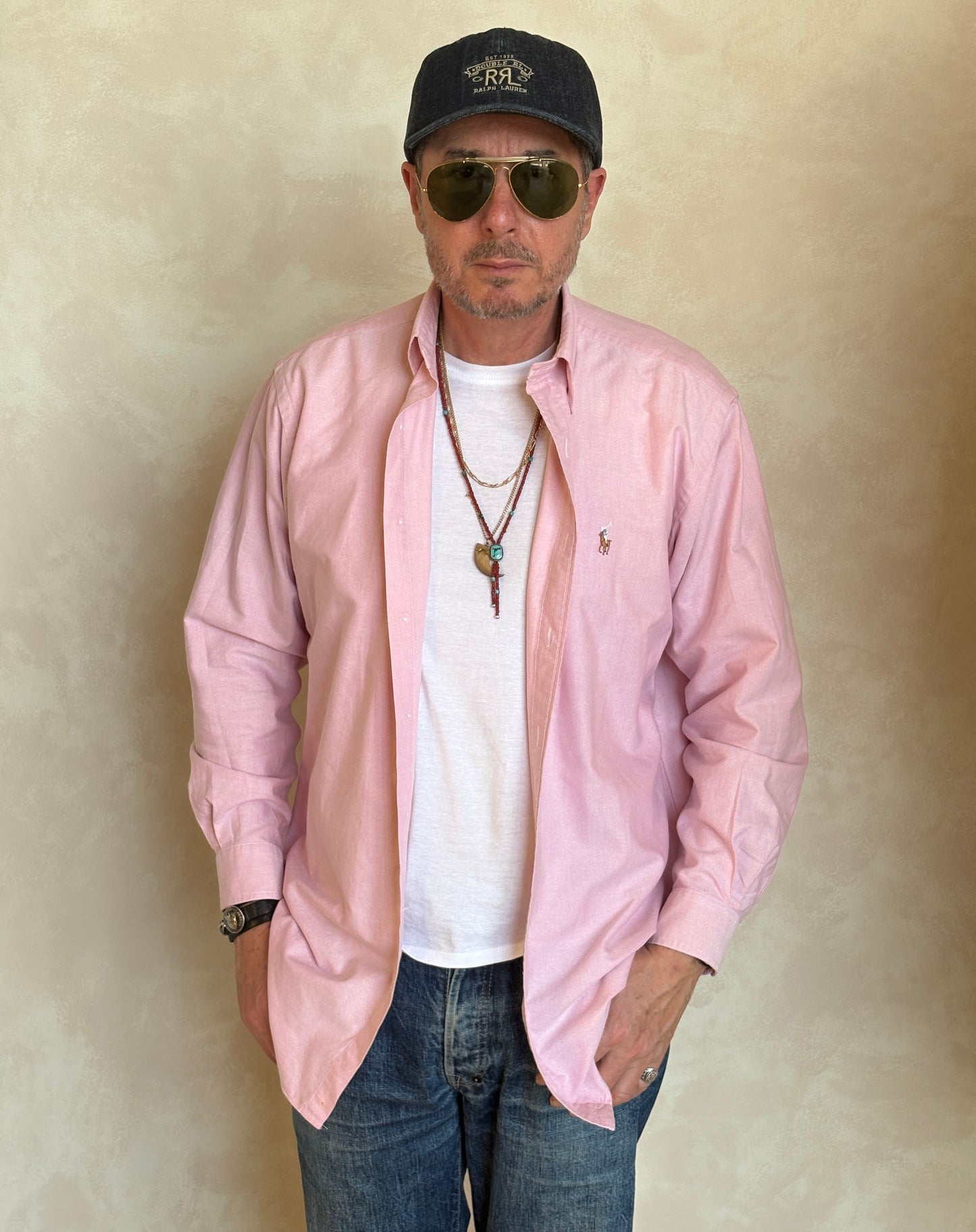 Ralph Lauren Yarmouth Shirt 15/33 Pink 100% Cotton Oxford Vintage