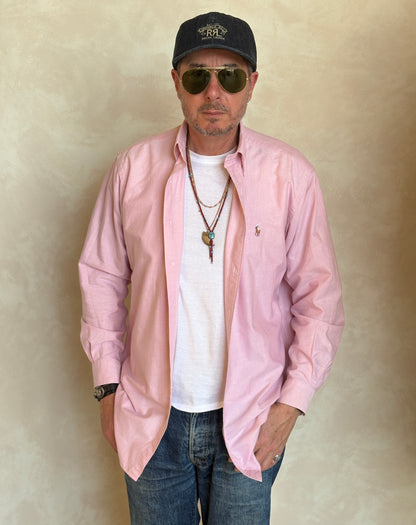 Ralph Lauren Yarmouth Shirt 15/33 Pink 100% Cotton Oxford Vintage
