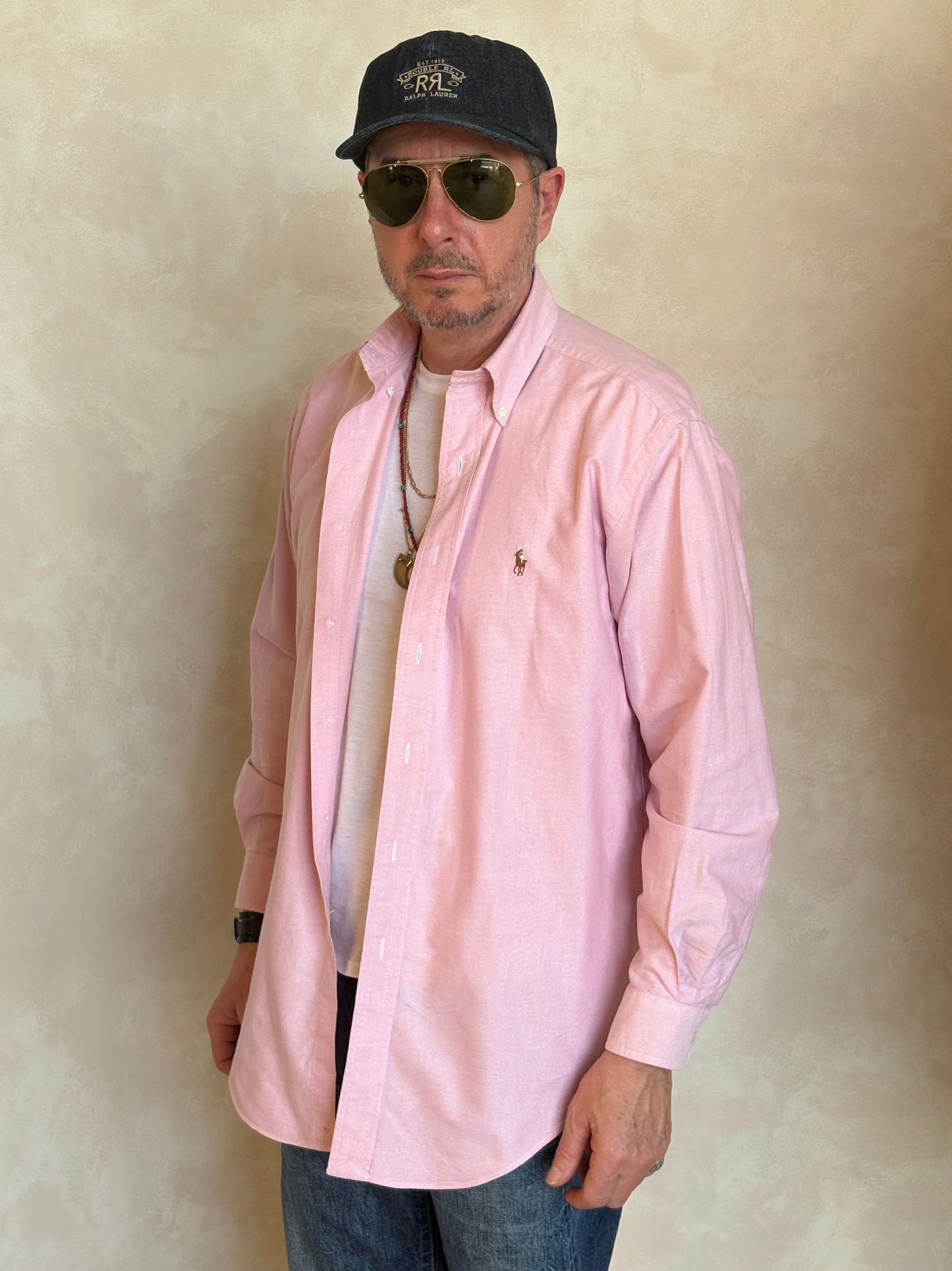 Ralph Lauren Yarmouth Shirt 15/33 Pink 100% Cotton Oxford Vintage