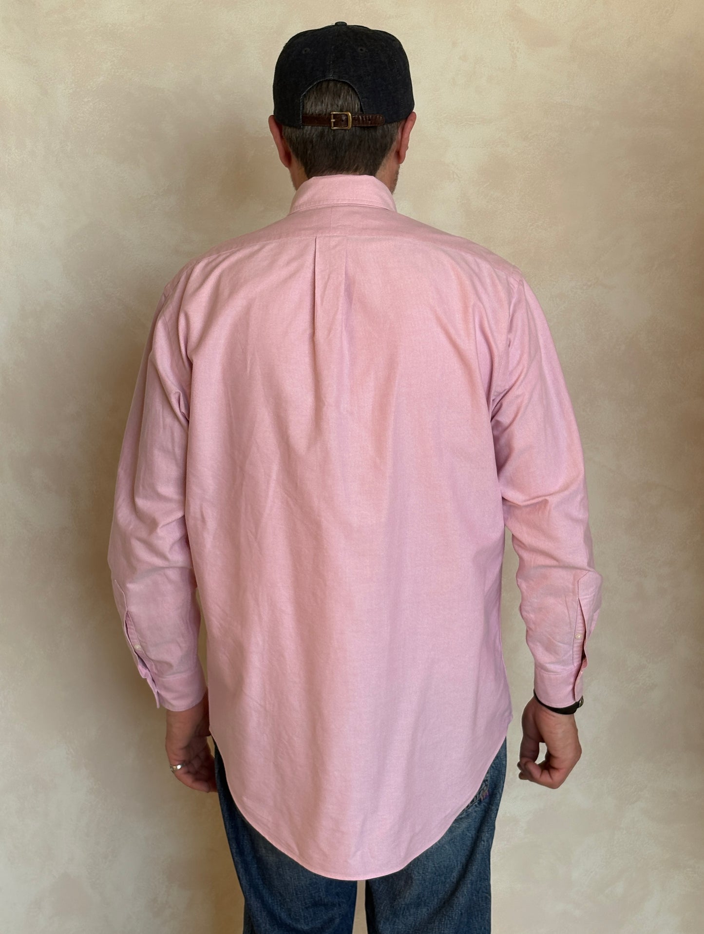Ralph Lauren Yarmouth Shirt 15/33 Pink 100% Cotton Oxford Vintage